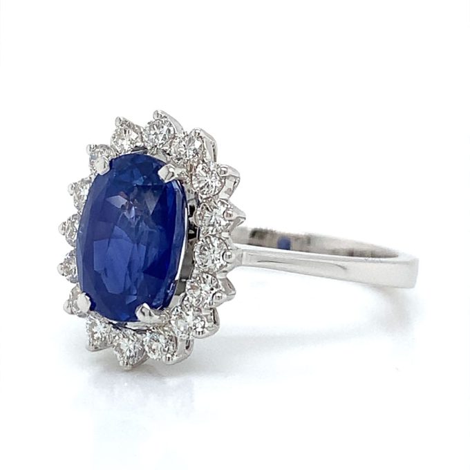 3.12ct Oval Sapphire and Diamond Cluster Ring