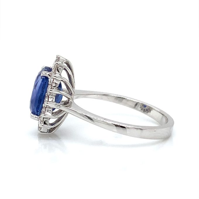 3.12ct Oval Sapphire and Diamond Cluster Ring