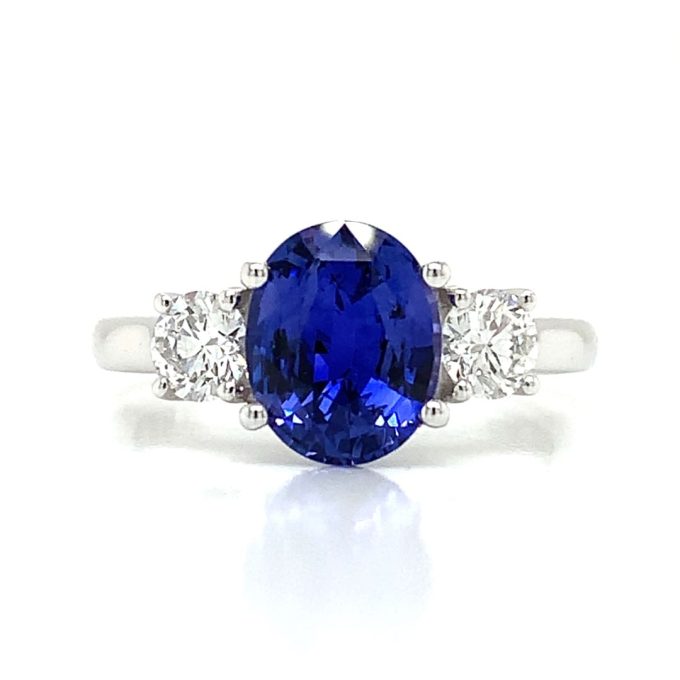Platinum Sapphire and Diamond Trilogy Ring