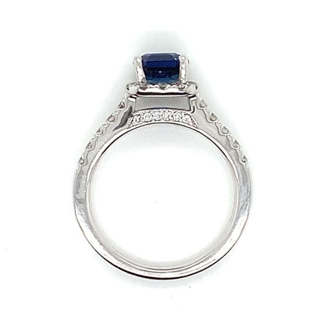 Sapphire and Diamond Halo Platinum ring