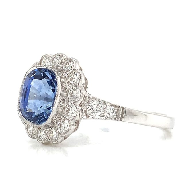 1.70ct Sapphire & Diamond Cluster Ring