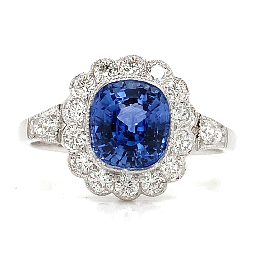 1.70ct Sapphire & Diamond Cluster Ring