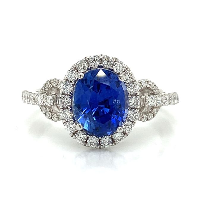 2.38ct Sapphire and Diamond Pave Dress Ring