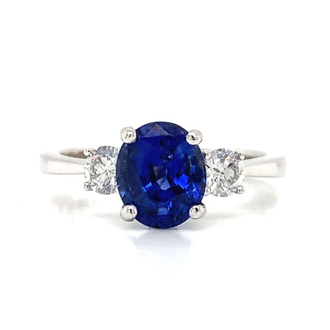 2.01ct Sapphire and Diamond Three Stone Ring