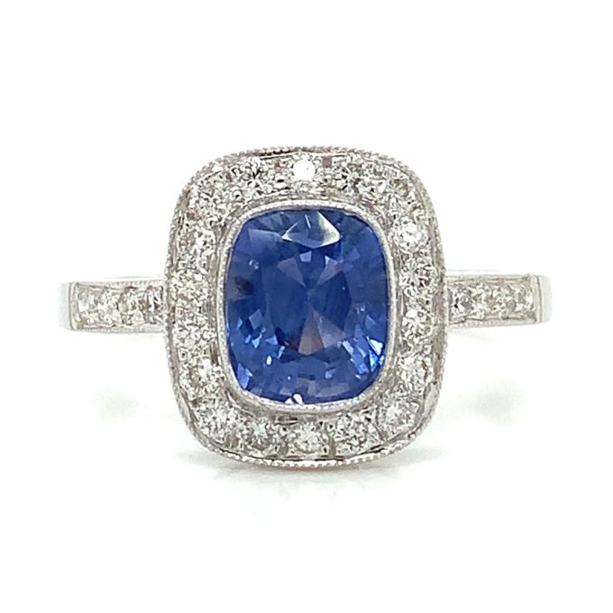 1.78ct Sapphire and Diamond Pave Ring