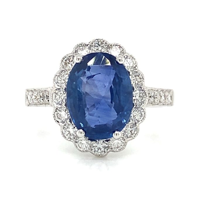 3.43ct Sapphire and Diamond Cluster