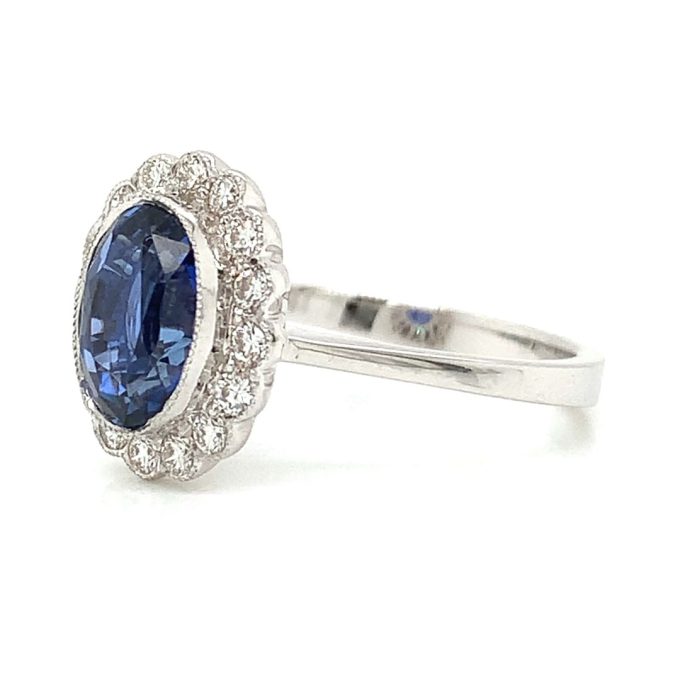 White Gold 2.03ct Sapphire Cluster Ring