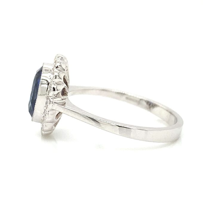White Gold 2.03ct Sapphire Cluster Ring