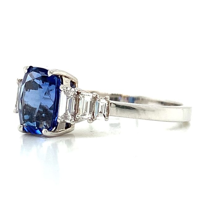 2.13ct Sapphire Deco Style Stepped Ring