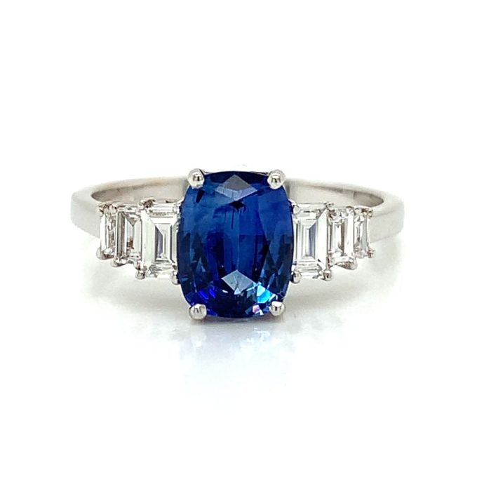 2.13ct Sapphire Deco Style Stepped Ring