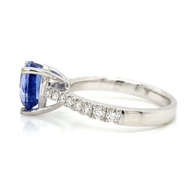 2.05ct Pear Cut Sapphire and Diamond Ring