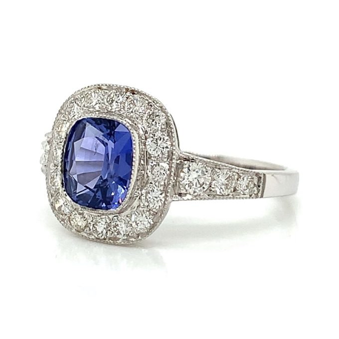 1.26ct Sapphire and Diamond Pave Ring