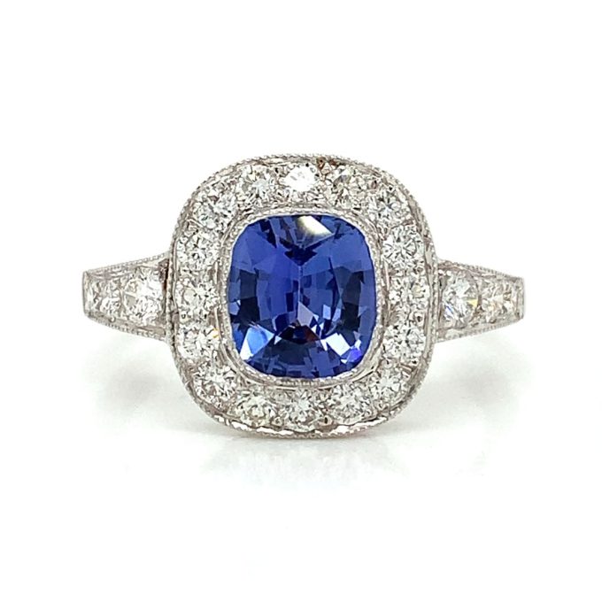 1.26ct Sapphire and Diamond Pave Ring