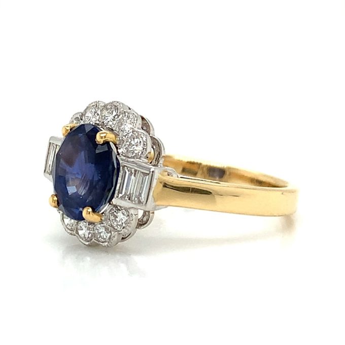 2.28ct Sapphire and Diamond Yellow Gold Ring