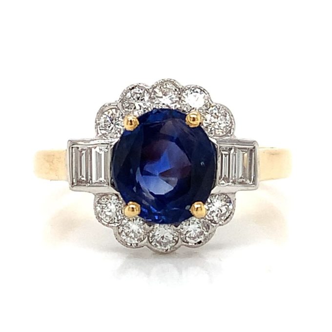 2.28ct Sapphire and Diamond Yellow Gold Ring