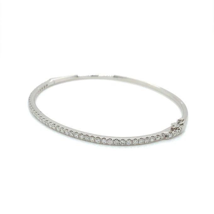 1.00ct Diamond White Gold Hinged Bangle