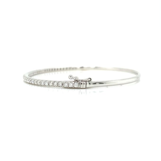 1.00ct Diamond White Gold Hinged Bangle
