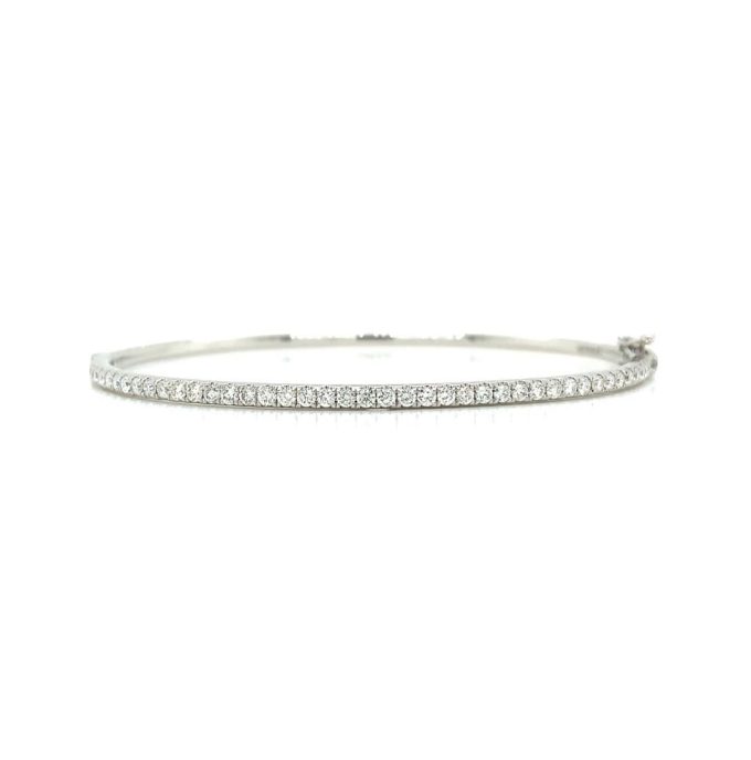1.00ct Diamond White Gold Hinged Bangle