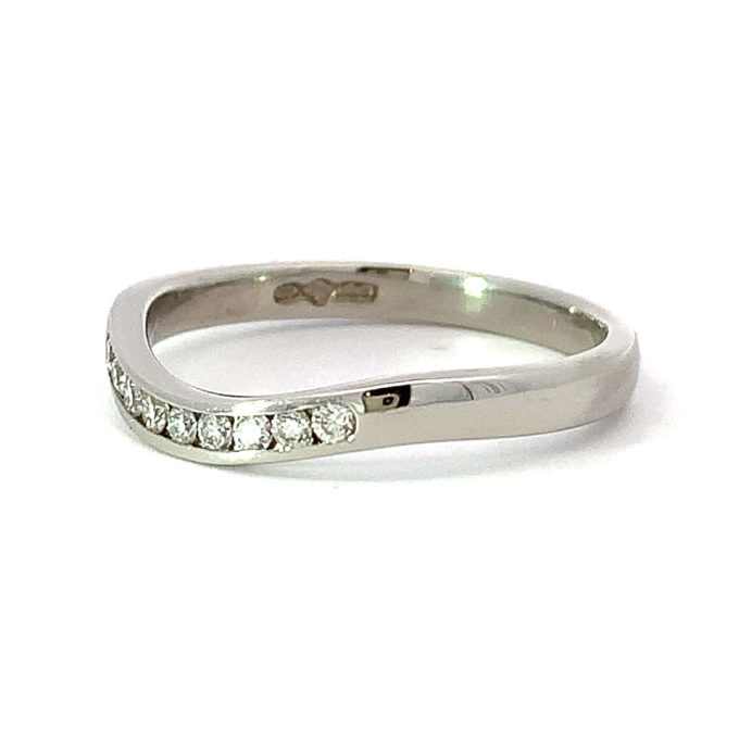 Platinum Diamond Set Shaped Band