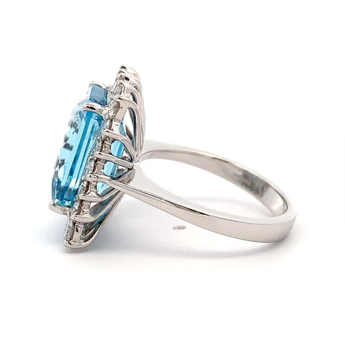 8.14ct Aquamarine and Diamond Cluster Ring