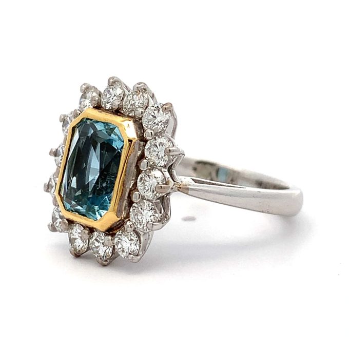 2.02ct Aquamarine and Diamond Dress Ring