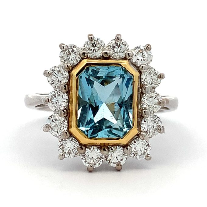 2.02ct Aquamarine and Diamond Dress Ring