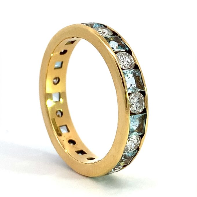 Aquamarine & Diamond Full Eternity Band