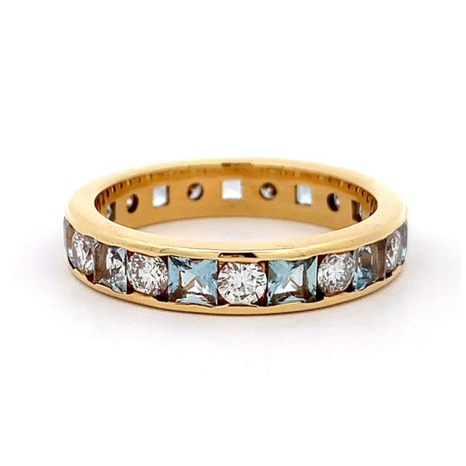 Aquamarine & Diamond Full Eternity Band