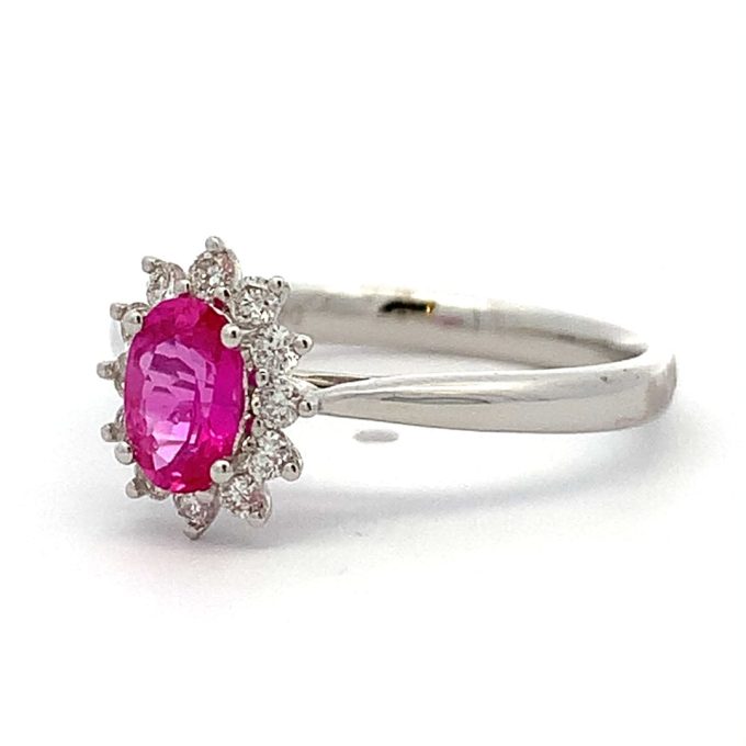 Pink Sapphire and Diamond Cluster