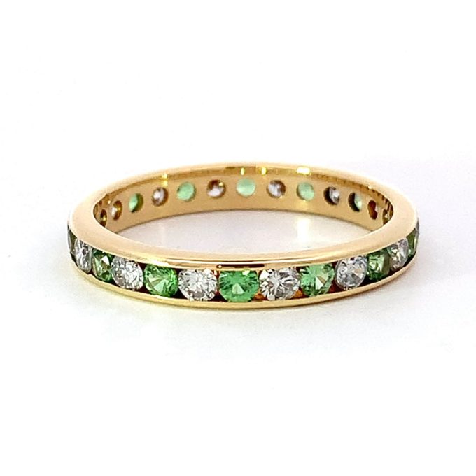 Tsavorite & Diamond Eternity Band (Slim)