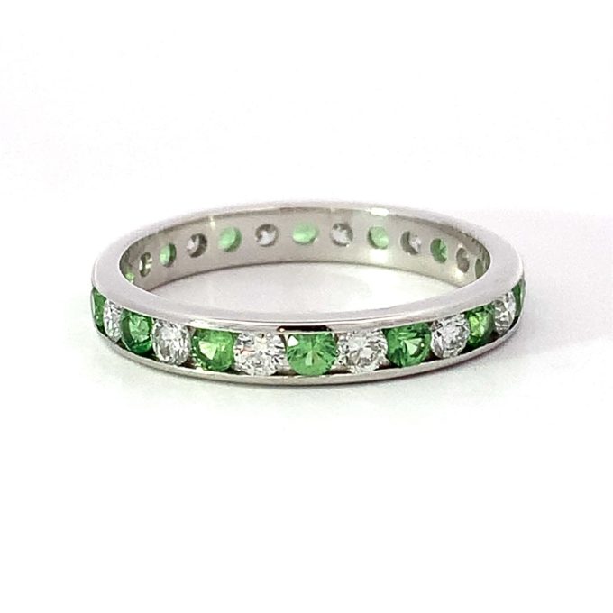 Tsavorite & Diamond Eternity Band