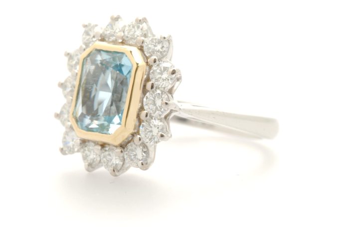 2.02ct Aquamarine and Diamond Dress Ring