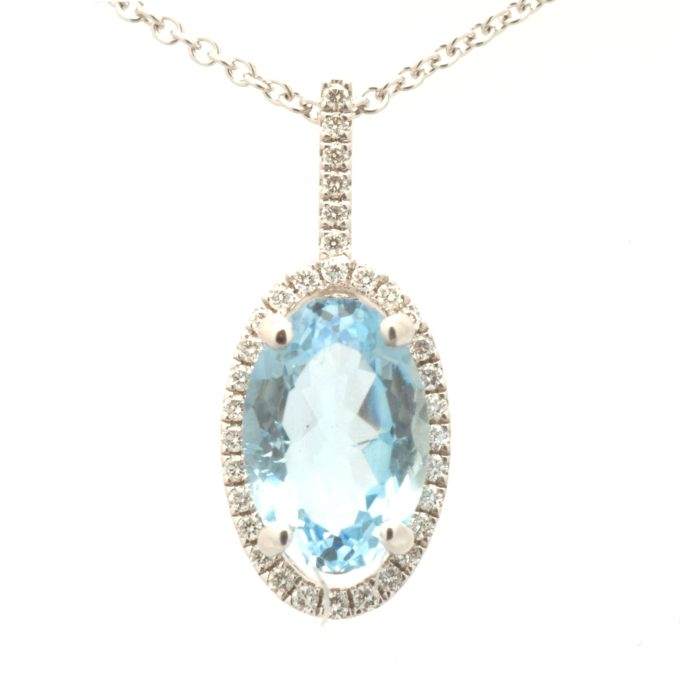Aquamarine and Diamond Necklace