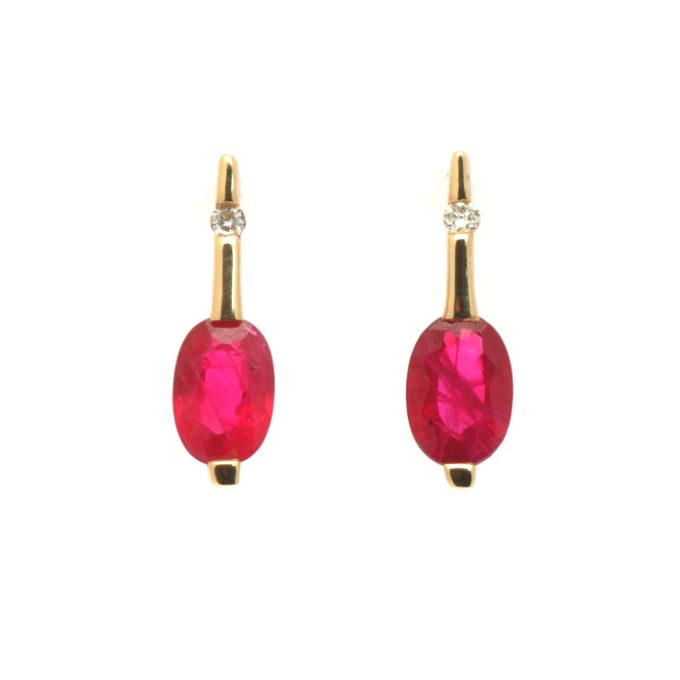 Ruby and Diamond Drop Earrings