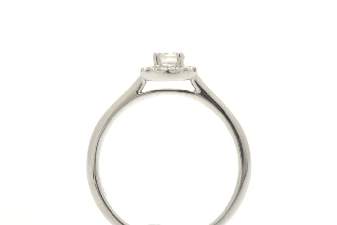 0.18 Carat Platinum and Diamond Halo Ring