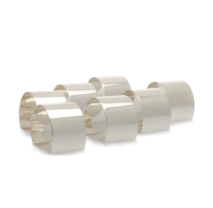 D Shaped  Silver Napkin Rings, set of 7