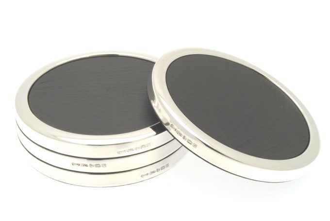 Sterling Silver and Slate Coasters
