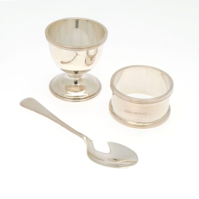 Egg Cup, Spoon and Napkin Ring Set