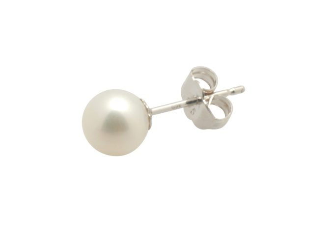 White Gold Pearl Stud Earrings