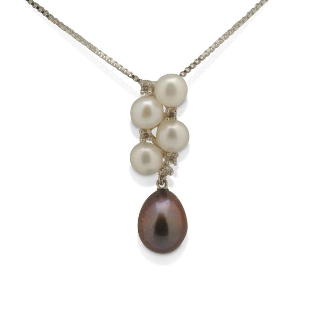 Pearl and Diamond White Gold Necklace