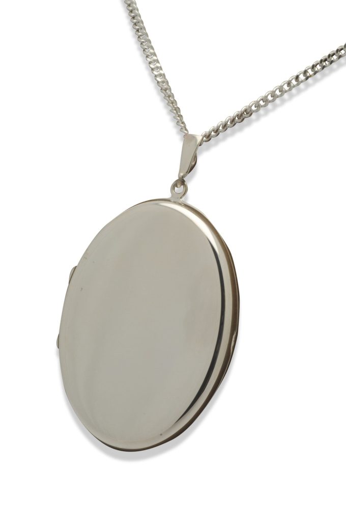 Silver Oval Locket and Chain