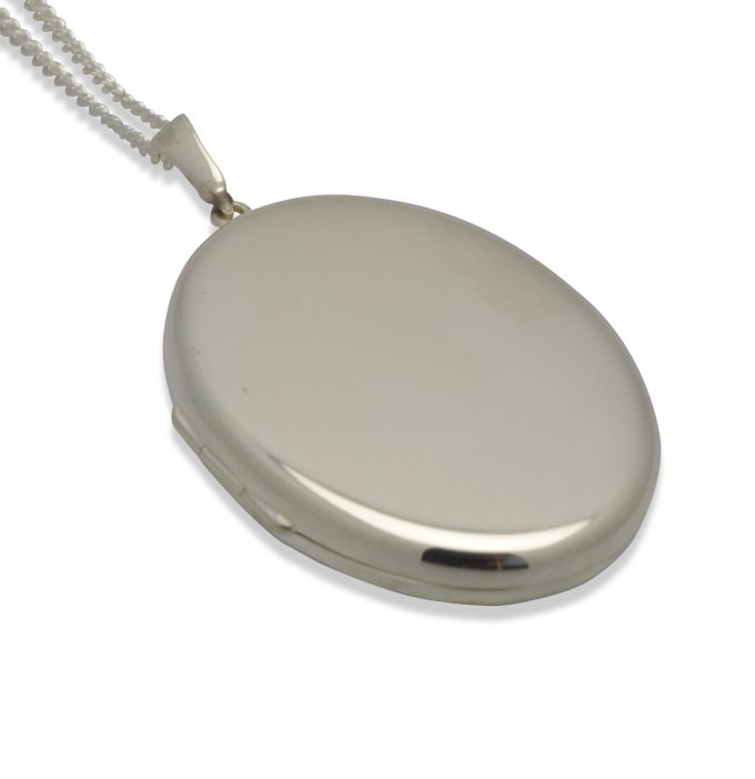 Silver Oval Locket and Chain