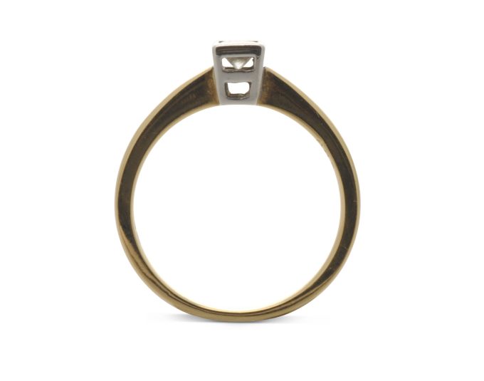 Burnished Set Princess Cut Diamond Solitaire Ring