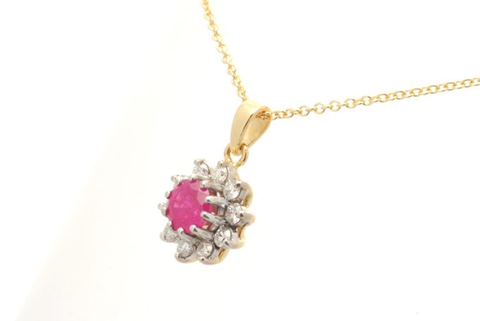 Ruby and Diamond Cluster Necklace
