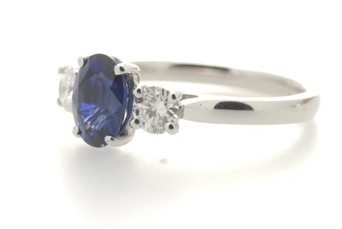 Sapphire and Diamond Three Stone Ring