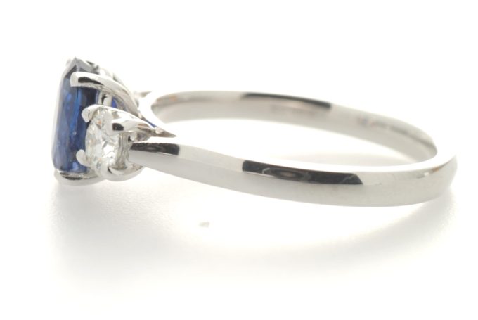 Sapphire and Diamond Three Stone Ring