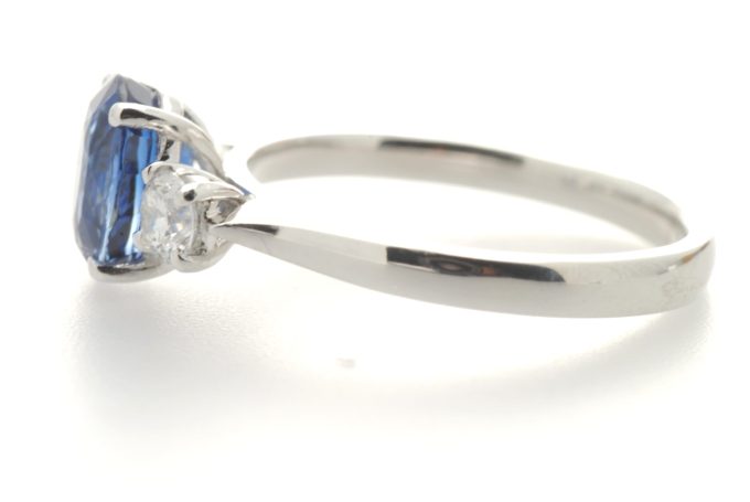 Sapphire and Diamond Three Stone Ring