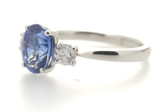 Sapphire and Diamond Three Stone Ring