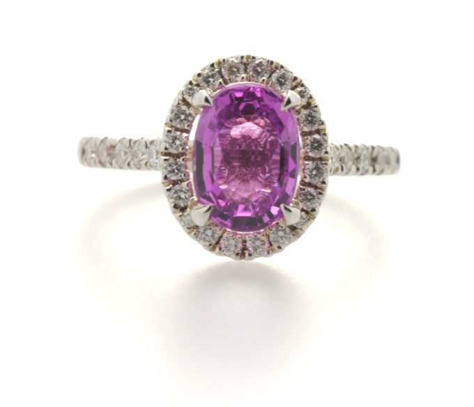 18ct Gold Tourmaline and Diamond Halo Ring
