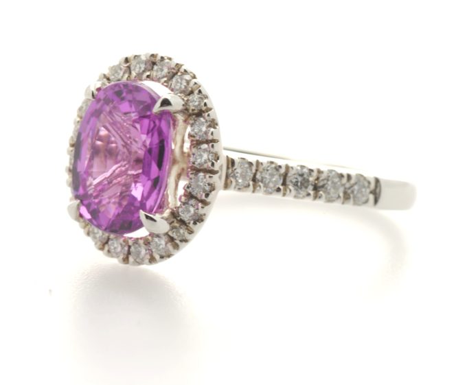 18ct Gold Tourmaline and Diamond Halo Ring